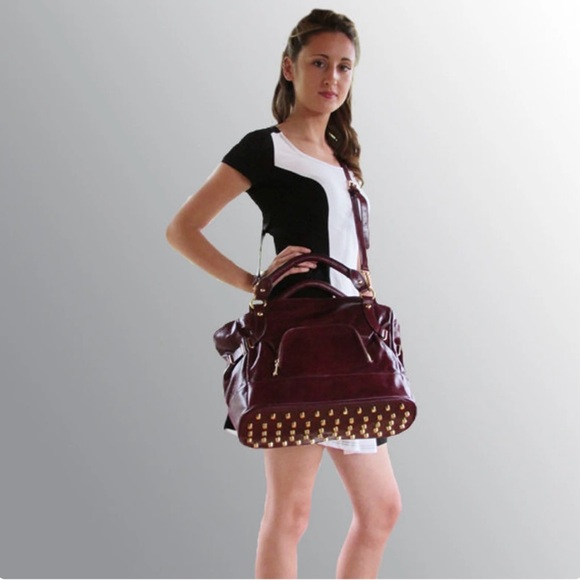 Luxurious Burgundy Leather Tote Bag - Picture 7 of 7